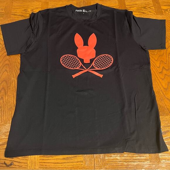 Psycho Bunny Men’s Courtside Tennis Racket Bunny Graphic Tee Sz 7 or XL Slim Fit - Picture 4 of 13